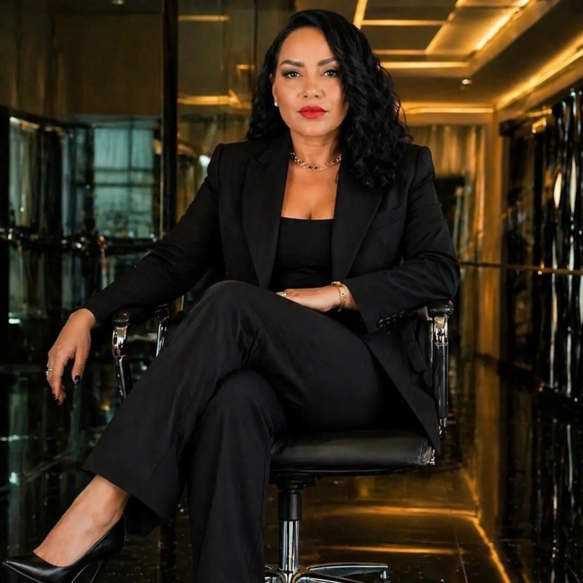 Leah Carter representing a successful woman entrepreneur growing and scaling a business using AI systems and attracting clients.